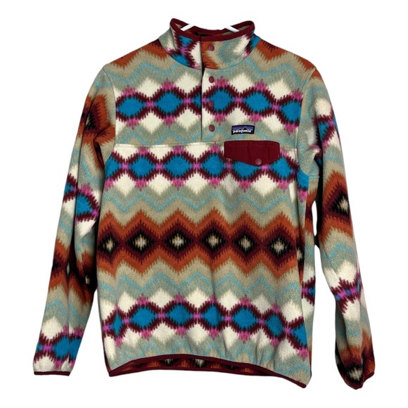 Patagonia Sweaters - Patagonia Women’s Synchilla Snap T Pullover Timber Twist Red Aztec Size Medium